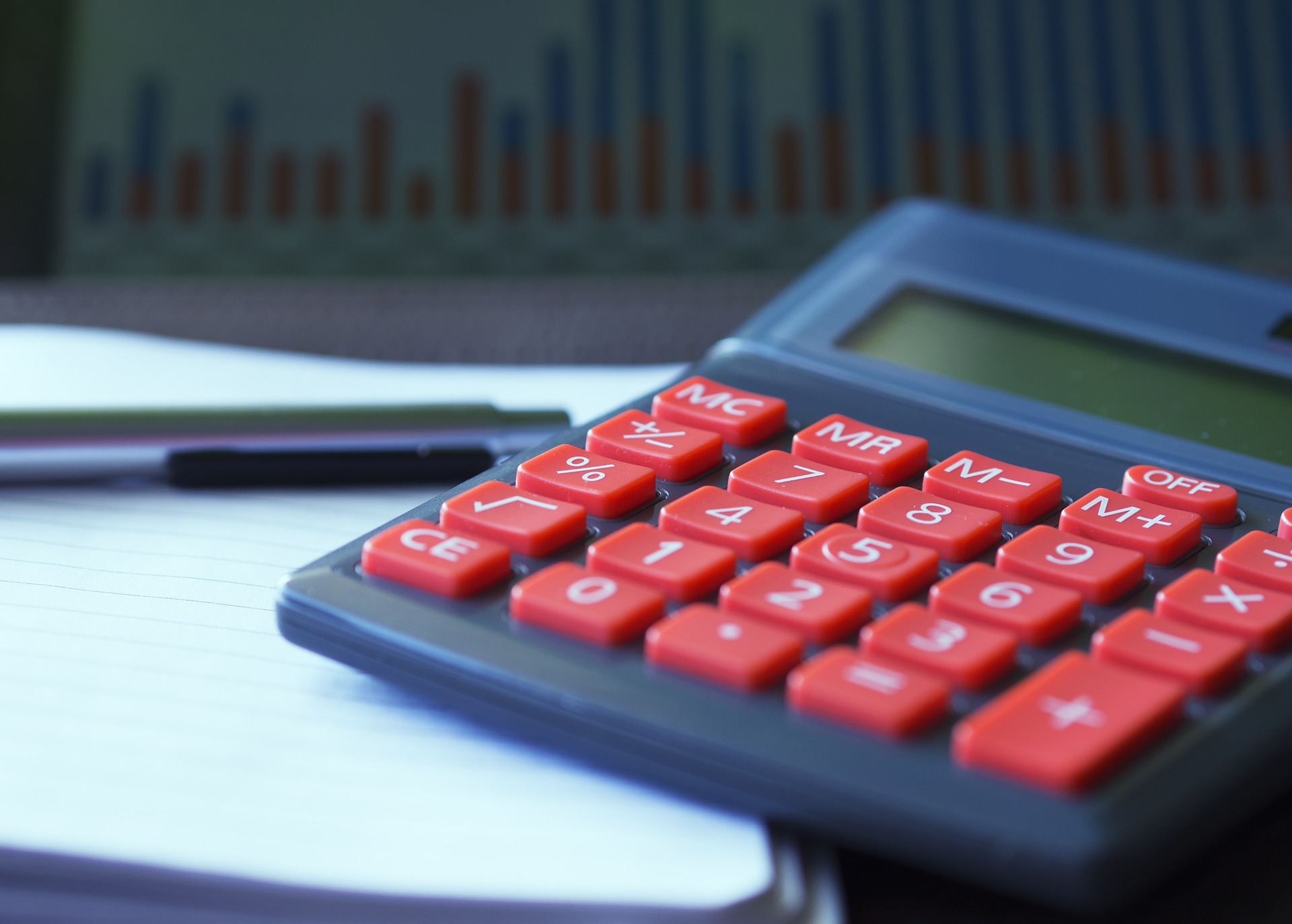 Calculator lying on a desk